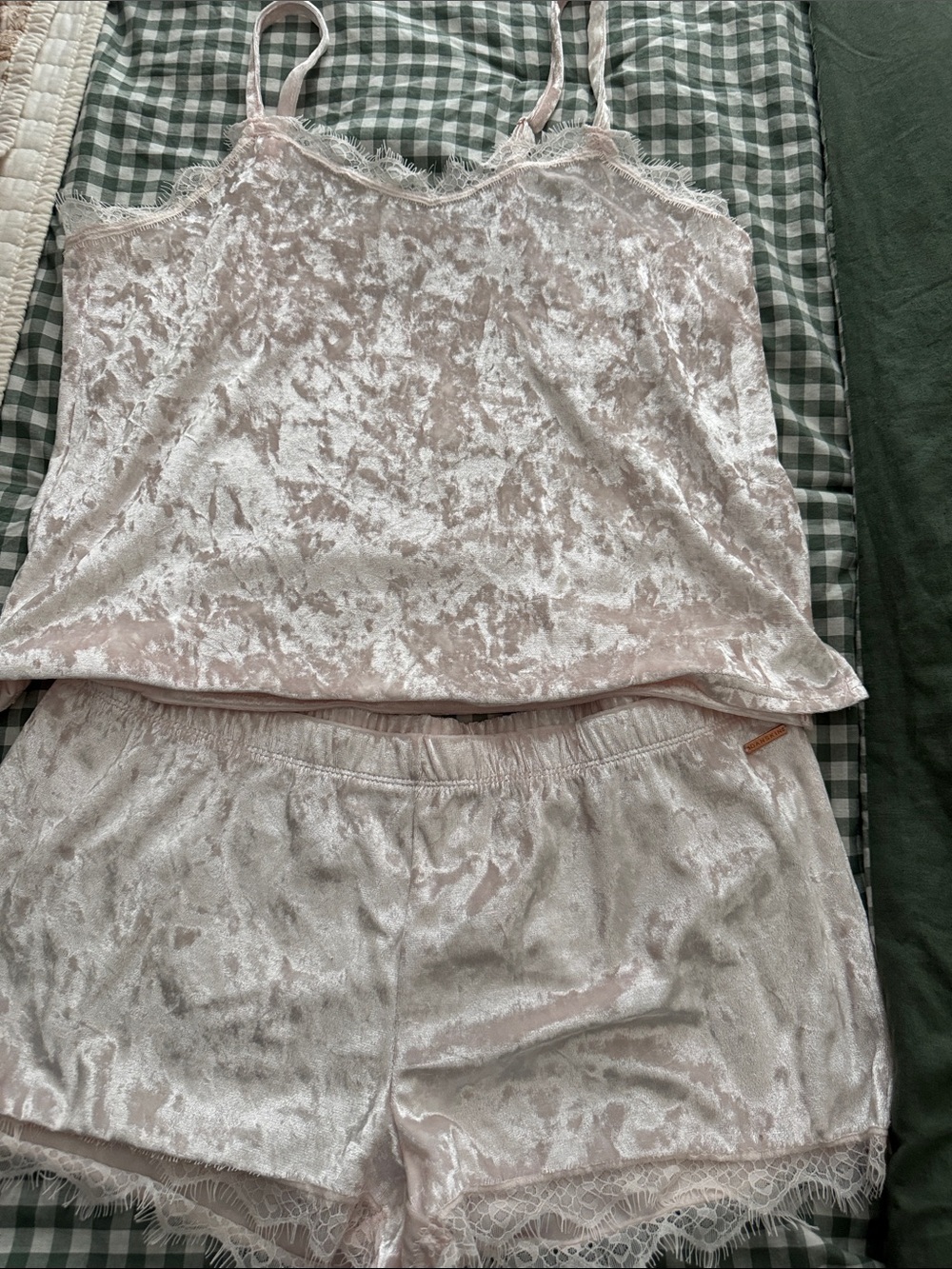 Danskin Blush Velvet Lace Cami & Short Sleep Set in a soft Pink